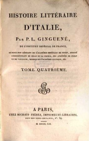 Histoire littéraire d'Italie, 4