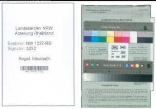 Entnazifizierung Elisabeth Kegel , geb. 08.09.1902 (Lehrerin)