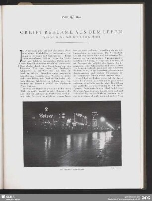 Greift Reklame aus dem Leben!