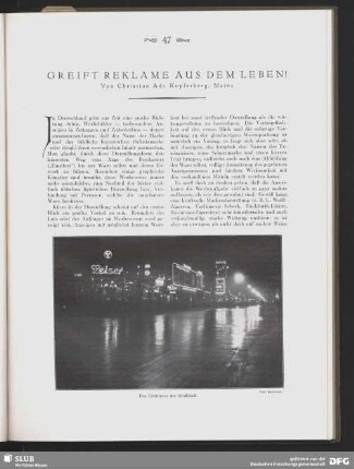 Greift Reklame aus dem Leben!