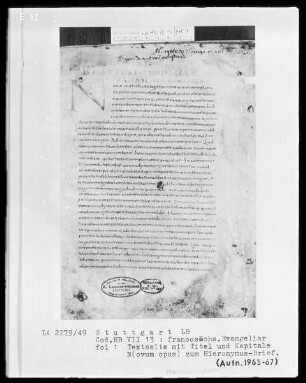 Francosächsisches Evangeliar — Initiale N(ovum opus), Folio 1recto