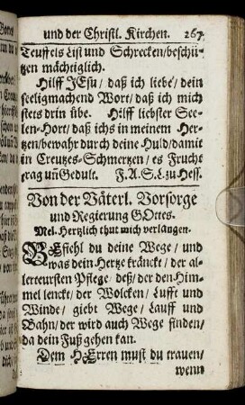 Von der Väterl. Vorsorge und Regierung Gottes.