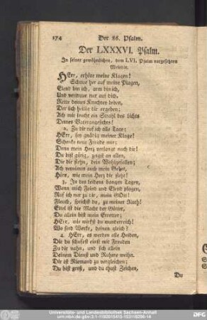 Der LXXXVI. Psalm.