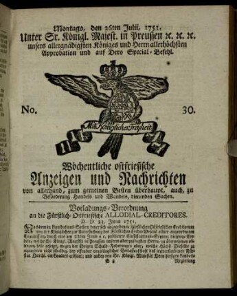 No. 30. Montags, den 26ten Julii, 1751.