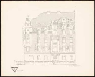 Wohnhaus: Ansicht (aus: Moderne Bauformen. Fassaden, Interieurs, Details im Verein mit R. Beauclair, hrsg.v. M.J. Gradl, Bd. 2, H.1, 1903)