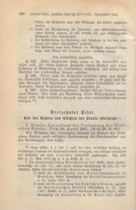 Dreizehnter Titel. Von den Rechten und Pflichten des Staats überhaupt.
