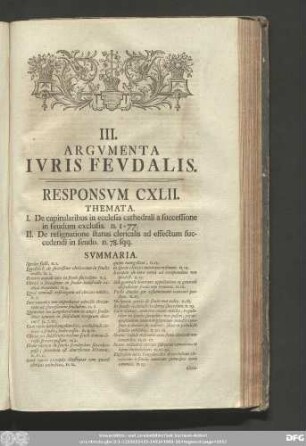 III. Argumenta Iuris Feudalis.