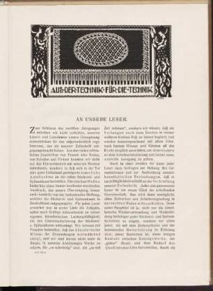 An unsere Leser.