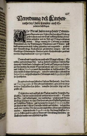 Verordnung deß Kirchenraths [...]