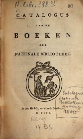 Catalogus van de boeken der Nationale Bibliotheek