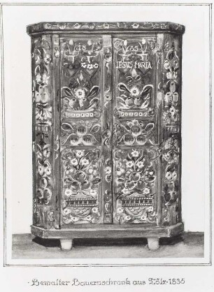 Bemalter Bauernschrank aus Tölz 1835