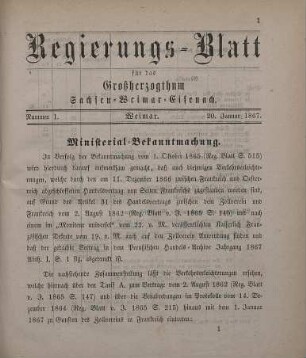 Nr. 1 : 20. Januar 1867