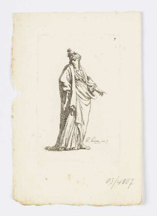 Frau in einem langen Gewand, Blatt 9 der Folge "Premier Recueill de Figures Drapées"