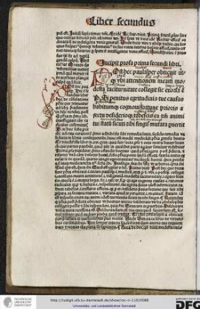 Incipit prosa prima secundi libri.