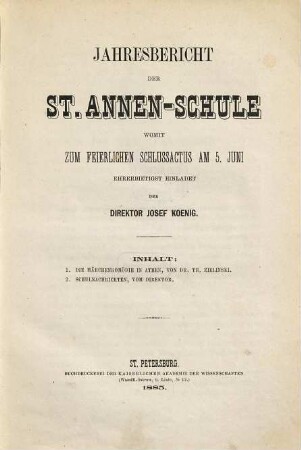 Jahresbericht der St.-Annen-Schule. 1884/85 (1885)