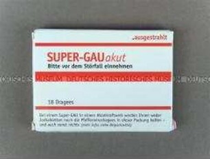 Medikamentenschachtel gegen Atomkraftwerke "Super-Gau"