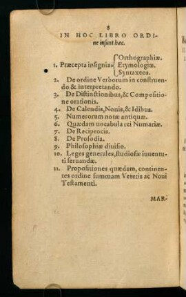 In Hoc Libro Ordine insunt haec