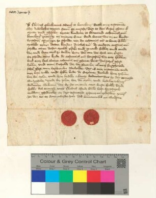 Testament des Bürgers Clawes Pluckemus, beglaubigt durch die Ratsmannen Johann van der Molen und Ludeke Tobing.