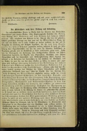 ¬Die¬ Mittelschule nach ihrer Stellung und Bedeutung