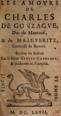 Les Amours de Charles de Gonzague duc de Mantoue