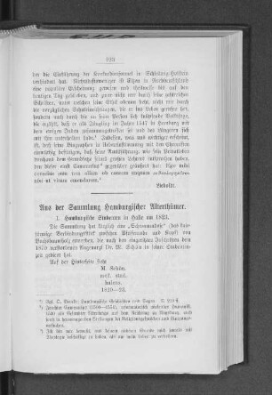 Aus der Sammlung Hamburgischer Alterthümer.