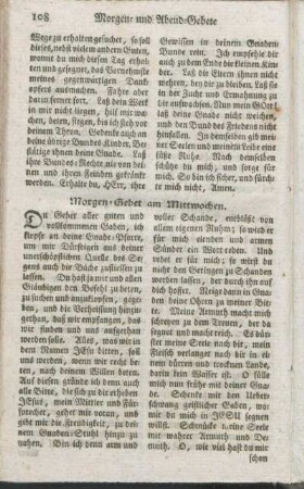 Morgen-Gebet am Mittwochen.