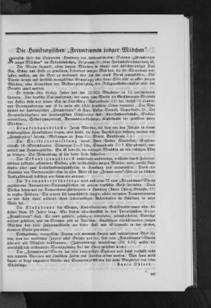 Die Hamburgischen "Freundinnen junger Mädchen"
