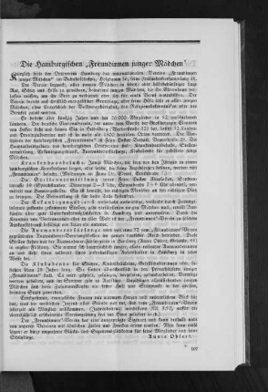 Die Hamburgischen "Freundinnen junger Mädchen"