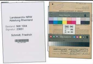Entnazifizierung Friedrich Schmidt , geb. 08.04.1905 (Arbeiter)