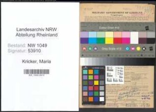 Entnazifizierung Maria Kricker , geb. 22.12.1887 (Lehrerin)