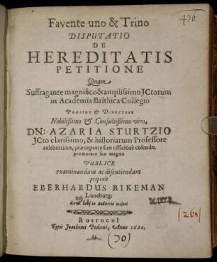 Disputatio De Hereditatis Petitione