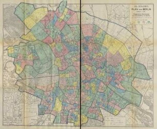 Plan von Berlin. Graphische Darstellung der Krebsfälle in Berlin in den einzelnen Stadtbezirken in den Jahren 1897-1899