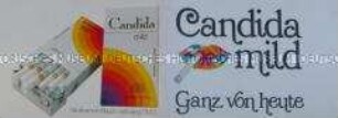 Werbeschild für "Candida mild"-Zigaretten, "Ganz von heute"