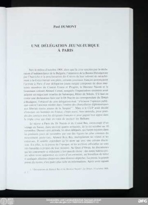 Paul Dumont Une Délégation Jeune-Turque À Paris