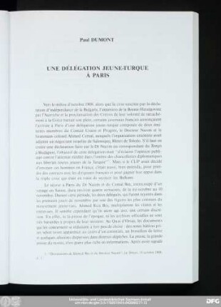 Paul Dumont Une Délégation Jeune-Turque À Paris