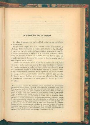 La filosofía de la pampa