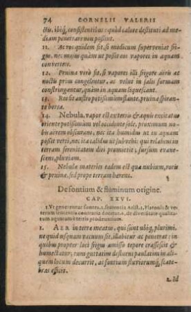 De fontium & fluminum origine. Cap. XXVI.