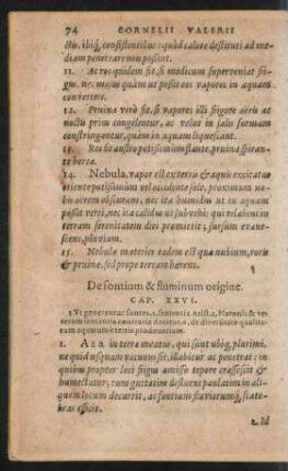 De fontium & fluminum origine. Cap. XXVI.