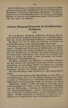 Berliner Einigungs-Programm der Fortschrittlichen Volkspartei