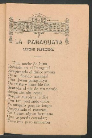 La Paraguaya : Canción patriótica