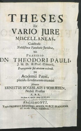 Theses Ex Vario Iure Miscellaneas