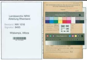 Entnazifizierung Alfons Wiskamps , geb. 01.03.1900 ()