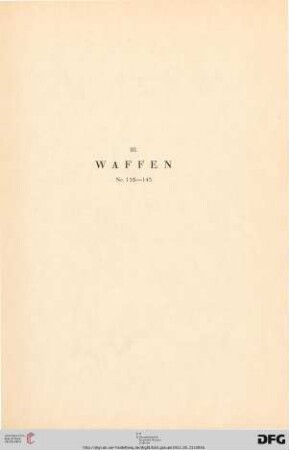 III. Waffen (Nr. 135-143)