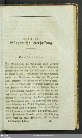 Theil IV. Bürgerliche Verfassung