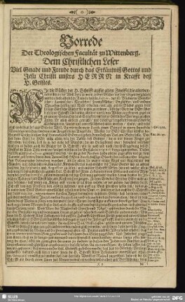 Vorrede Der Theologischen Facultät zu Wittenberg