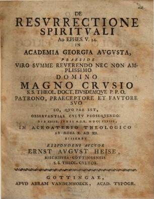 De resurrectione spirituali : ad Ephes. V. 14.