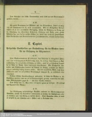 II. Capitel. Polizeiliche Vorschriften zur Nachachtung für die Wachen sowie für die Besatzung im Allgemeinen