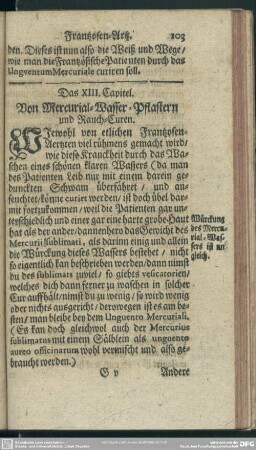 Das XIII. Capitel. Von Mercurial-Wasser-Pflastern und Rauch-Curen