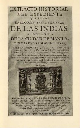[Title-page of Extracto historial ...]