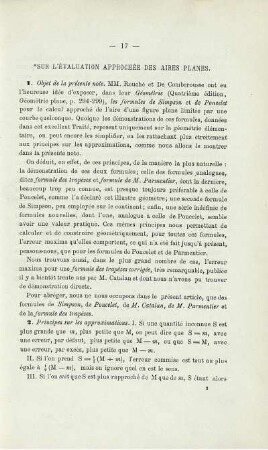 SUR L´ÉVALUATION APPROCHÉE DES AIRES PALNES.